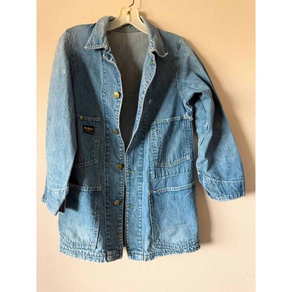 Rare OshKosh B'Gosh Blue Union Made Sanforized Denim Chore Coat Medium